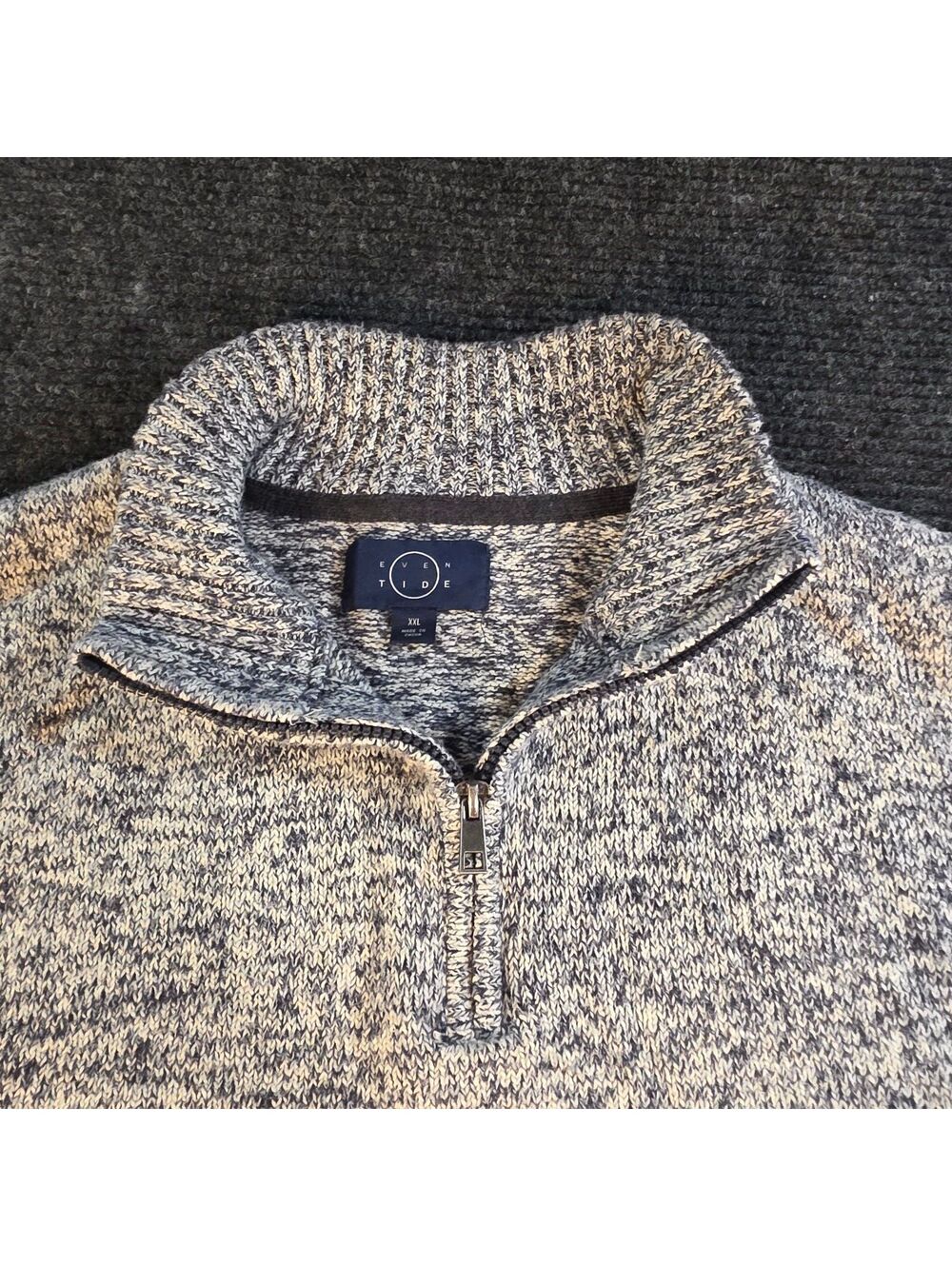 Even Tide Men's XXL Gray Marled Half-Zip Sweater